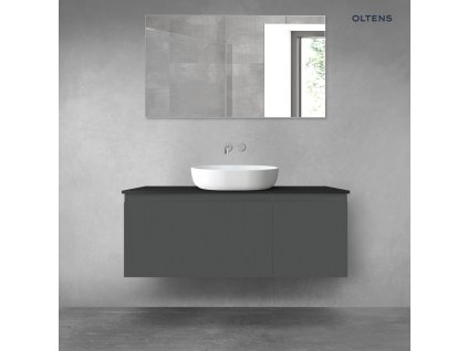 Oltens Vernal sada koupelnového nábytku 120 cm s horní deskou, matná grafitová/matná černá 68256400