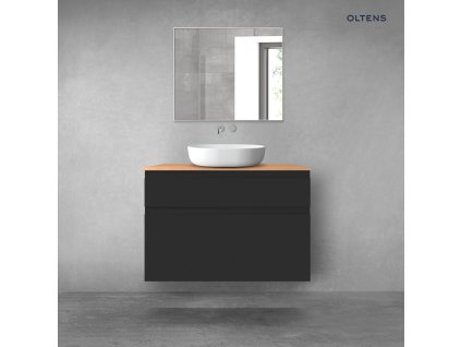 Oltens Vernal sada koupelnového nábytku 100 cm s horní deskou, matná černá/dub 68224300