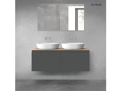 Oltens Vernal sada koupelnového nábytku 120 cm s horní deskou, matná grafitová/dub 68244400