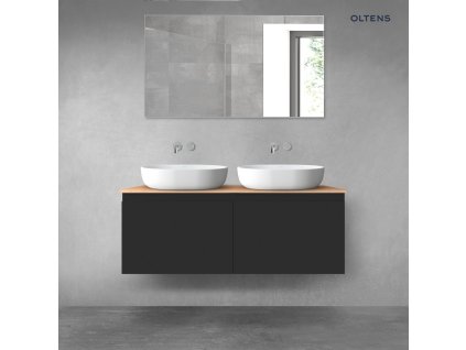 Oltens Vernal sada koupelnového nábytku 120 cm, matná černá/dub 68244300