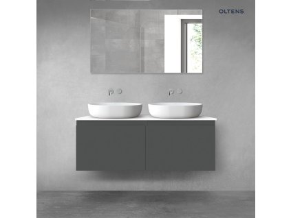 Oltens Vernal sada koupelnového nábytku 120 cm s horní deskou, matná grafitová/lesklá bílá 68245400