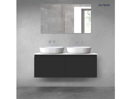 Oltens Vernal sada koupelnového nábytku 120 cm s horní deskou, matná černá/lesklá bílá 68245300