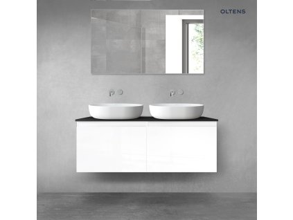Oltens Vernal sada koupelnového nábytku 120 cm s horní deskou, matná černá/lesklá bílá 68246000