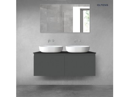 Oltens Vernal sada koupelnového nábytku 120 cm s horní deskou, matná grafitová/matná černá 68246400