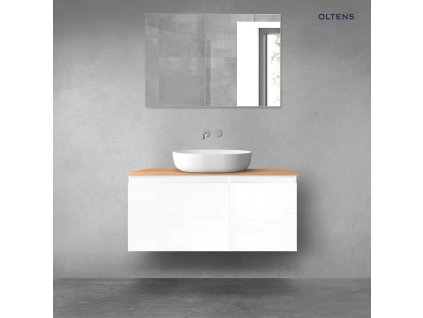 Oltens Vernal sada koupelnového nábytku 100 cm s horní deskou, lesklá bílá/dub 68251000
