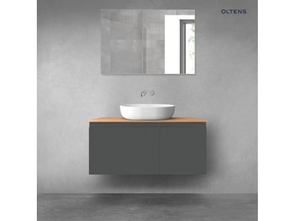 Oltens Vernal sada koupelnového nábytku 100 cm s horní deskou, matná grafitová/dub 68251400