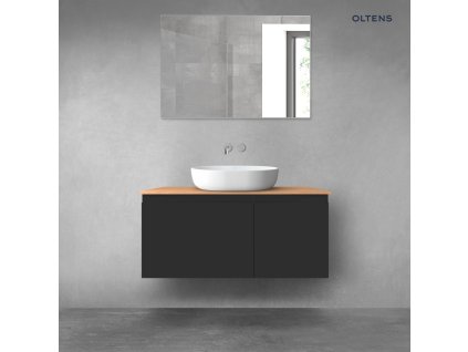 Oltens Vernal sada koupelnového nábytku 100 cm s horní deskou, matná černá/dub 68251300