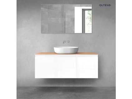 Oltens Vernal sada koupelnového nábytku 120 cm s horní deskou, lesklá bílá/dub 68252000