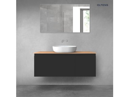 Oltens Vernal sada koupelnového nábytku 120 cm s horní deskou, matná černá/dub 68252300