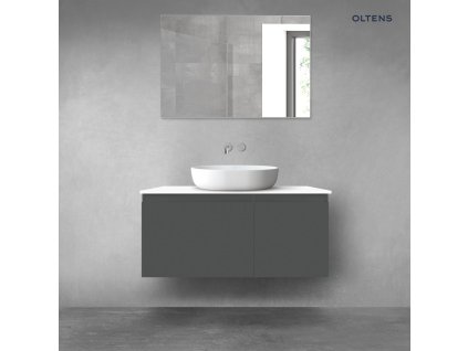Oltens Vernal sada koupelnového nábytku 100 cm s horní deskou, grafitová matná/lesklá bílá 68253400