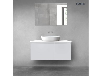 Oltens Vernal sada koupelnového nábytku 100 cm s horní deskou, matná šedá/lesklá bílá 68253700