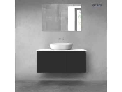 Oltens Vernal sada koupelnového nábytku 100 cm s horní deskou, matná černá/lesklá bílá 68253300
