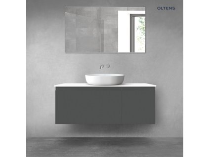 Oltens Vernal sada koupelnového nábytku 120 cm s horní deskou, matná grafitová/lesklá bílá 68254400