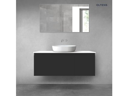 Oltens Vernal sada koupelnového nábytku 120 cm s horní deskou, matná černá/lesklá bílá 68254300