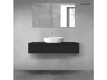 Oltens Vernal závěsná umyvadlová skříňka 120 cm s deskou, matná černá 68128300