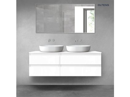 Oltens Vernal sada koupelnového nábytku 140 cm s horní deskou, lesklá bílá 68257000