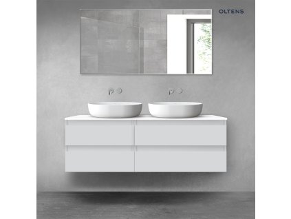 Oltens Vernal sada koupelnového nábytku 140 cm s horní deskou, matná šedá/lesklá bílá 68258700