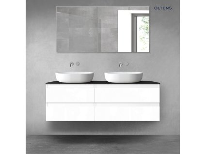 Oltens Vernal sada koupelnového nábytku 140 cm s horní deskou, lesklá bílá/matná černá 68258000