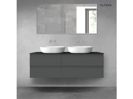 Oltens Vernal sada koupelnového nábytku 140 cm s horní deskou, matná grafitová/matná černá 68259400