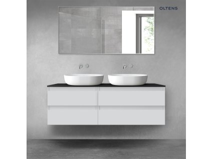 Oltens Vernal sada koupelnového nábytku 140 cm s horní deskou, matná šedá/matná černá 68259700