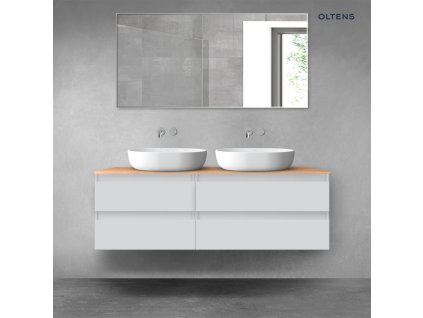 Oltens Vernal sada koupelnového nábytku 140 cm s horní deskou, matná šedá/dub 68260700