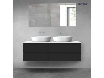 Oltens Vernal sada koupelnového nábytku 140 cm s horní deskou, matná černá/lesklá bílá 68258300