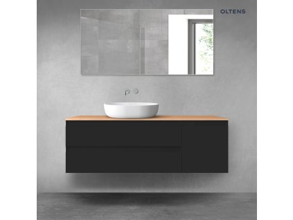 Oltens Vernal sada koupelnového nábytku 140 cm s horní deskou, matná černá/dub 68264300