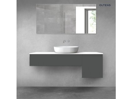 Oltens Vernal sada koupelnového nábytku 140 cm s horní deskou, matná grafitová/lesklá bílá 68284400