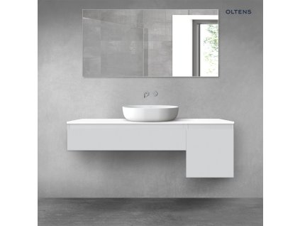Oltens Vernal sada koupelnového nábytku 140 cm s horní deskou, matná šedá/lesklá bílá 68285700