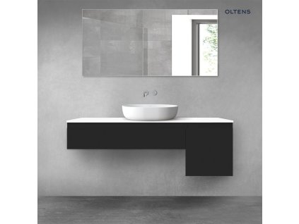 Oltens Vernal sada koupelnového nábytku 140 cm s horní deskou, matná černá/lesklá bílá 68284500