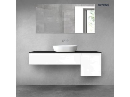 Oltens Vernal sada koupelnového nábytku 140 cm s horní deskou, lesklá bílá/matná černá 68284000