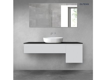Oltens Vernal sada koupelnového nábytku 140 cm s horní deskou, matná šedá/matná černá 68286700