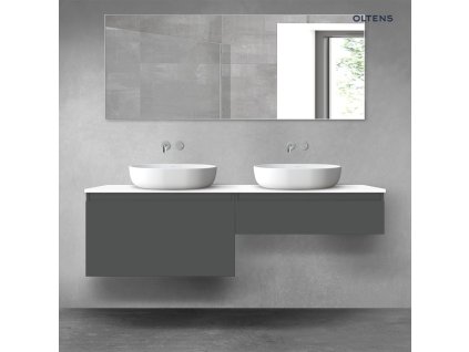 Oltens Vernal sada koupelnového nábytku 160 cm s horní deskou, matná grafitová/lesklá bílá 68371400