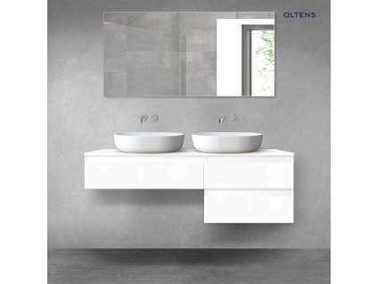 Oltens Vernal sada koupelnového nábytku 140 cm s horní deskou, lesklá bílá 68288000