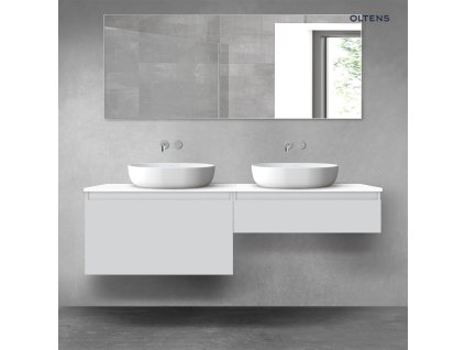 Oltens Vernal sada koupelnového nábytku 160 cm s horní deskou, matná šedá/lesklá bílá 68371700