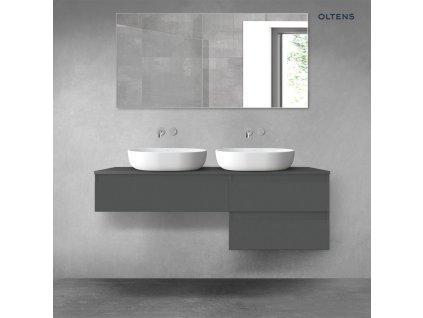 Oltens Vernal sada koupelnového nábytku 140 cm s horní deskou, matná grafitová 68288400