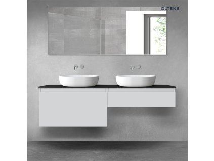 Oltens Vernal sada koupelnového nábytku 160 cm s horní deskou, matná šedá/matná černá 68372700