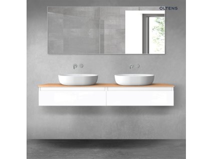 Oltens Vernal sada koupelnového nábytku 160 cm s horní deskou, lesklá bílá/dub 68374000