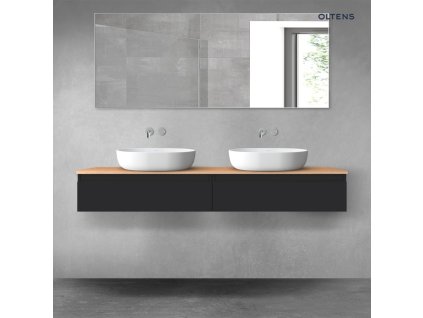 Oltens Vernal sada koupelnového nábytku 160 cm s horní deskou, matná černá/dub 68374300
