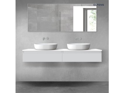 Oltens Vernal sada koupelnového nábytku 160 cm s horní deskou, matná šedá/lesklá bílá 68375700