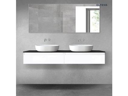 Oltens Vernal sada koupelnového nábytku 160 cm s horní deskou, lesklá bílá/matná černá 68375000