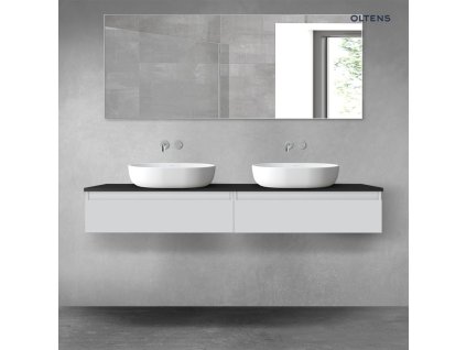 Oltens Vernal sada koupelnového nábytku 160 cm s horní deskou, matná šedá/matná černá 68376700