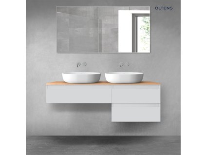 Oltens Vernal sada koupelnového nábytku 140 cm s horní deskou, matná šedá/dub 68289700
