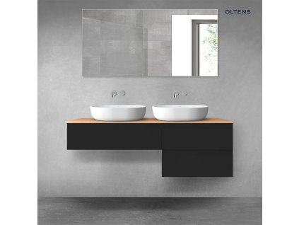 Oltens Vernal sada koupelnového nábytku 140 cm s horní deskou, matná černá/dub 68289300