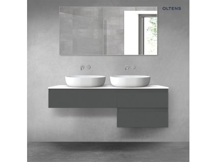 Oltens Vernal sada koupelnového nábytku 140 cm s horní deskou, matná grafitová/lesklá bílá 68290400