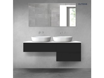 Oltens Vernal sada koupelnového nábytku 140 cm s horní deskou, matná černá/lesklá bílá 68290300