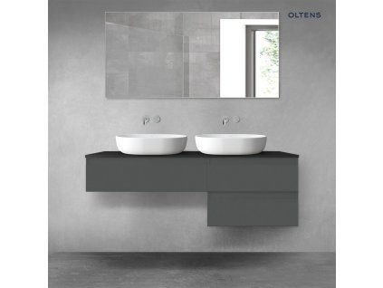 Oltens Vernal sada koupelnového nábytku 140 cm s horní deskou, matná grafitová/matná černá 68291400