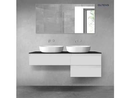 Oltens Vernal sada koupelnového nábytku 140 cm s horní deskou, matná šedá/matná černá 68291700