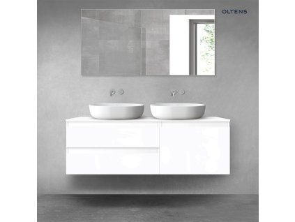 Oltens Vernal sada koupelnového nábytku 140 cm s horní deskou, lesklá bílá 68292000