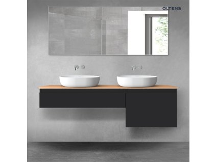 Oltens Vernal sada koupelnového nábytku 160 cm s horní deskou, matná černá/dub 68344300